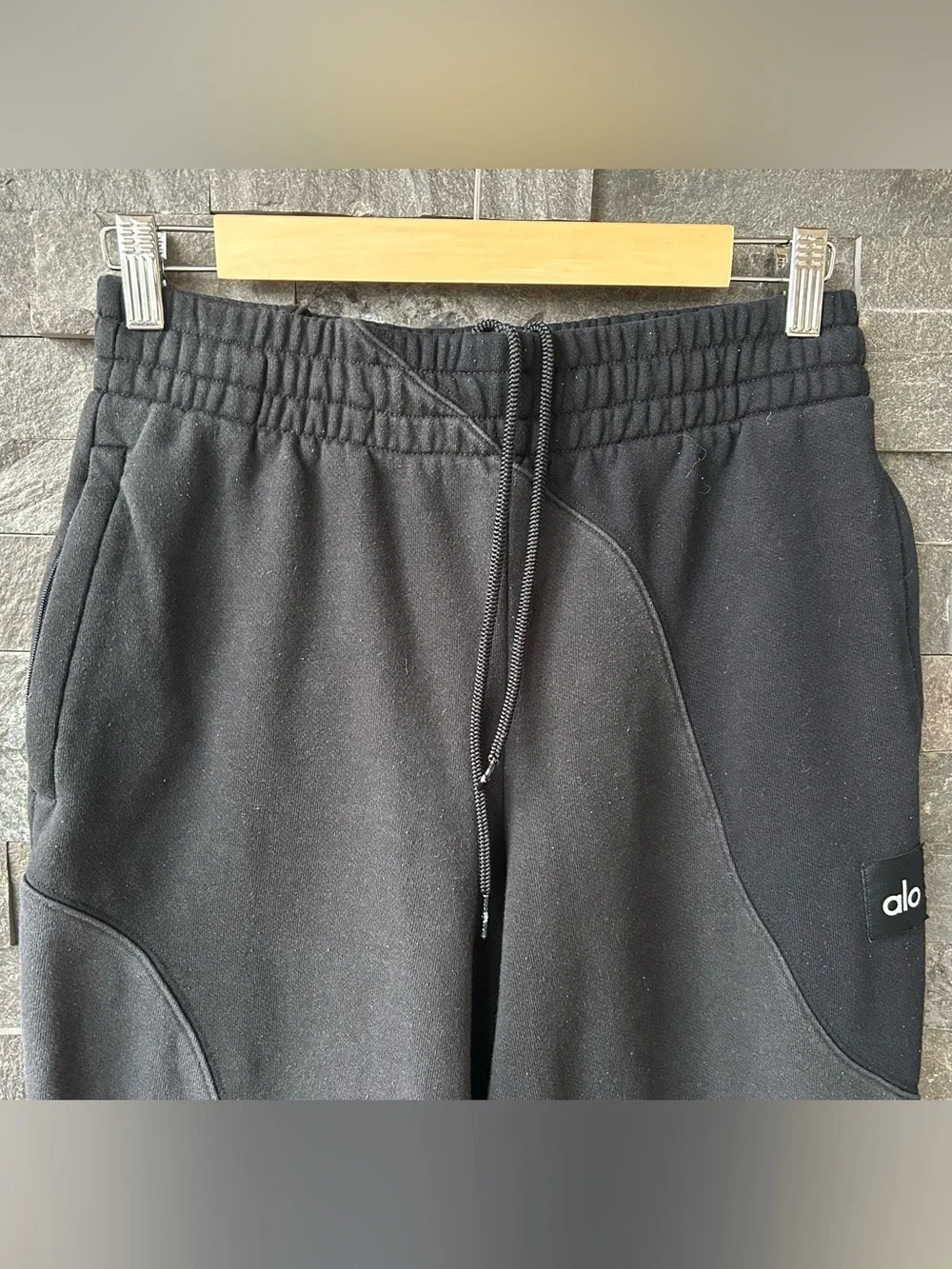 Alo Yoga “Make Waves” Sweatpants in Black/Charcoal/Light Gray Colorway